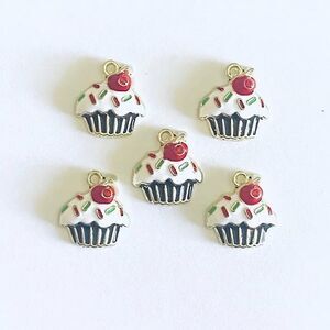 5pcs Beads for Jewelry Making Enamel Cupcake Charms #13035- 10 sets left